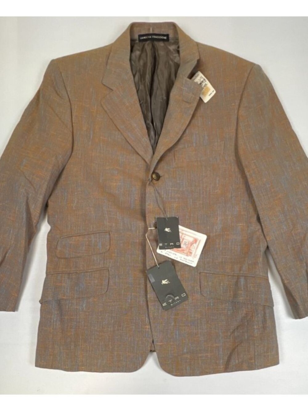 NOS VTG 90s ETRO Milano Silk Linen Sport Coat Made in Italy Neiman Marcus NWT 40